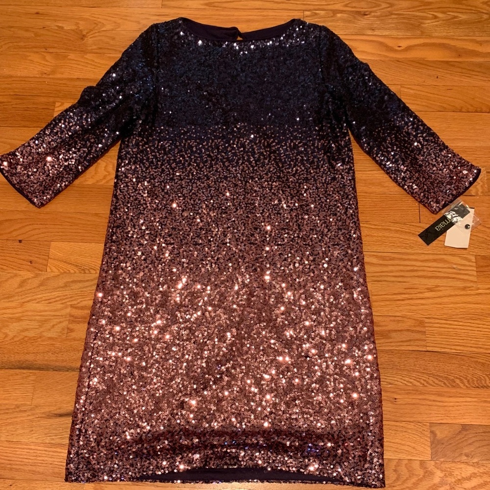 Purple and Pink ombré sequin mini dress